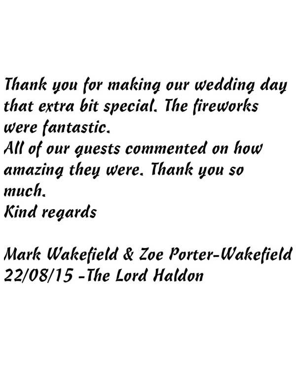 Thank-you letter for Fireworks display 2015