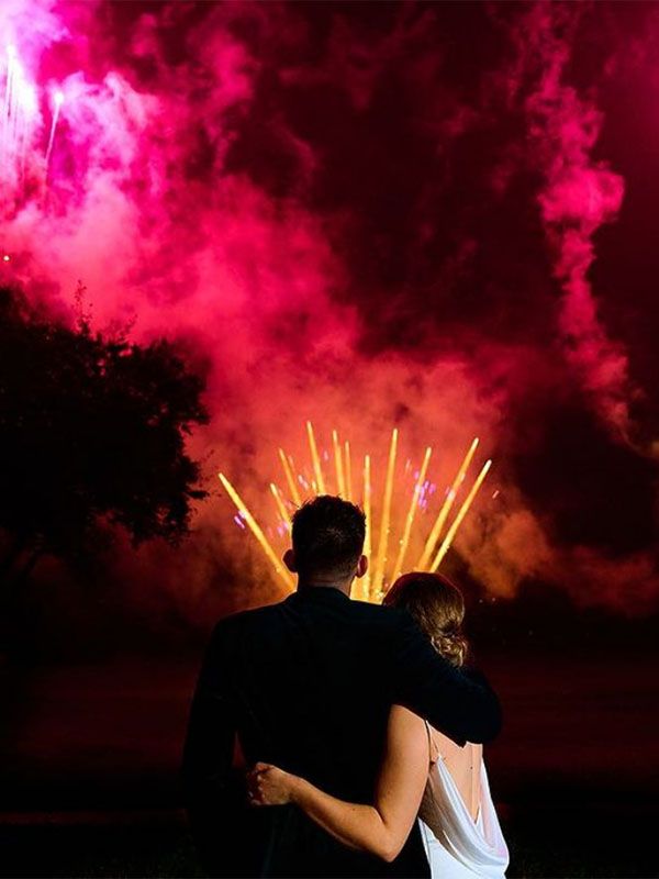 couple watching fireworks at Winslade Manor, Devon